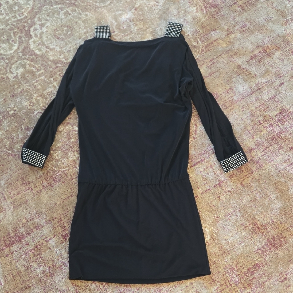 Fredericks Of Hollywood | Vintage Black Open Back Rhinestone Cuffs Dress Size XS